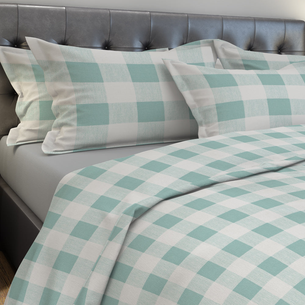 pillow sham in anderson snowy pale blue-green buffalo check plaid