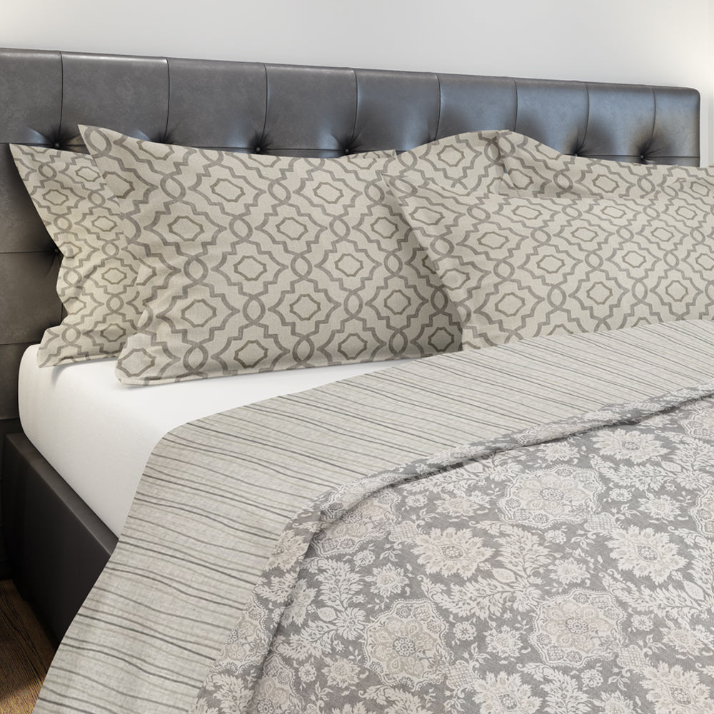 shams in talbot metal gray lattice medallion