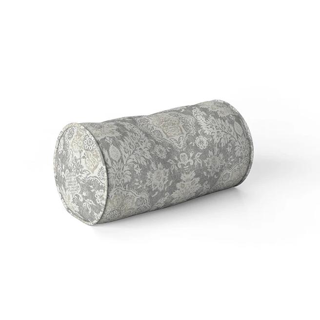 decorative pillows in belmont mist pale gray floral damask neck roll pillow