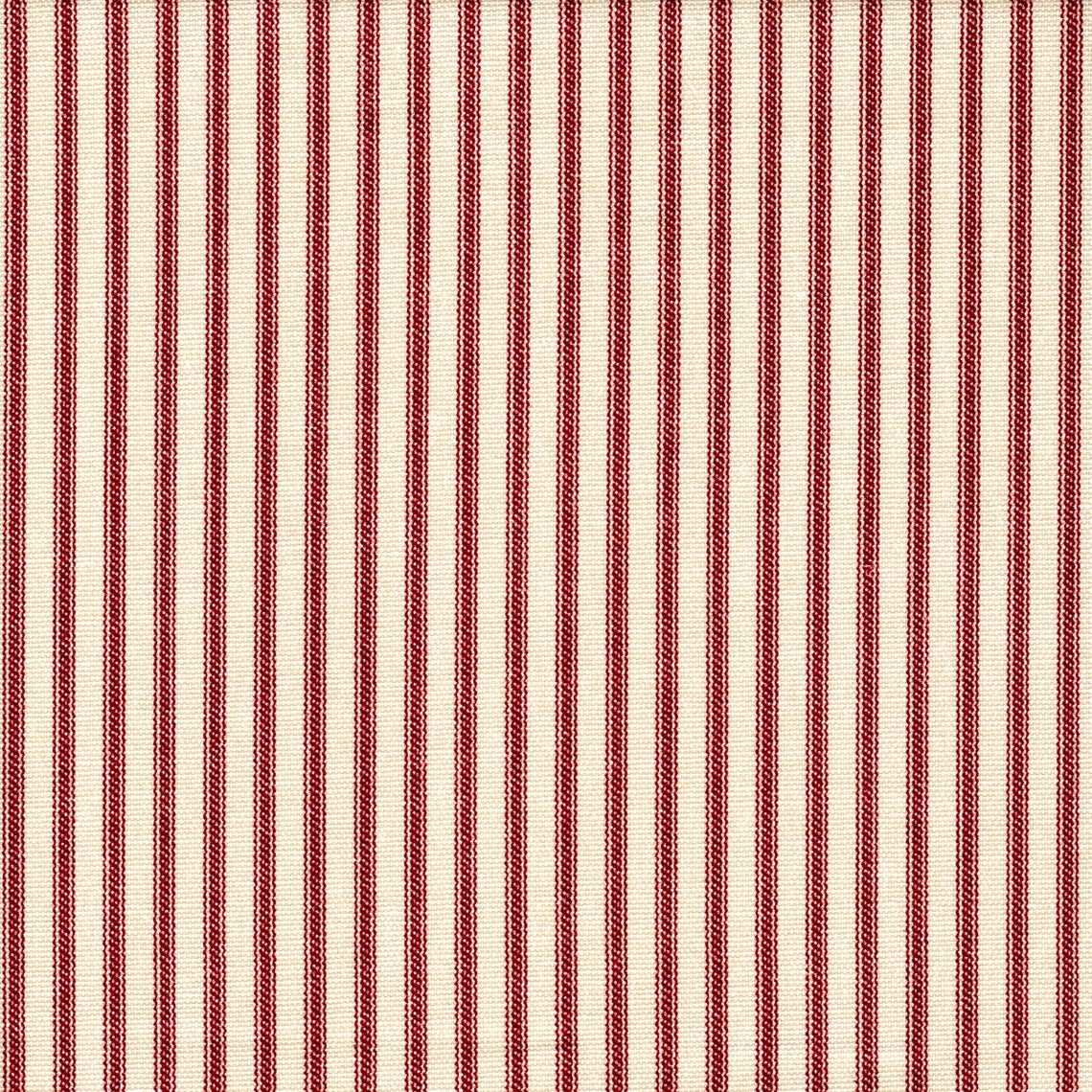 bed scarf in farmhouse red traditional ticking stripe on beige
