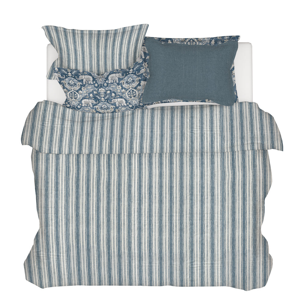 duvet cover in brunswick denim blue stripe