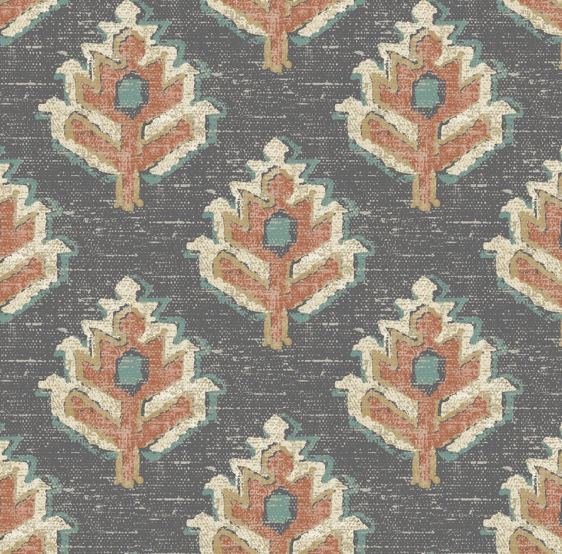 Bed Runner in Carter Clay Block Print Botanical Design- Small Scale