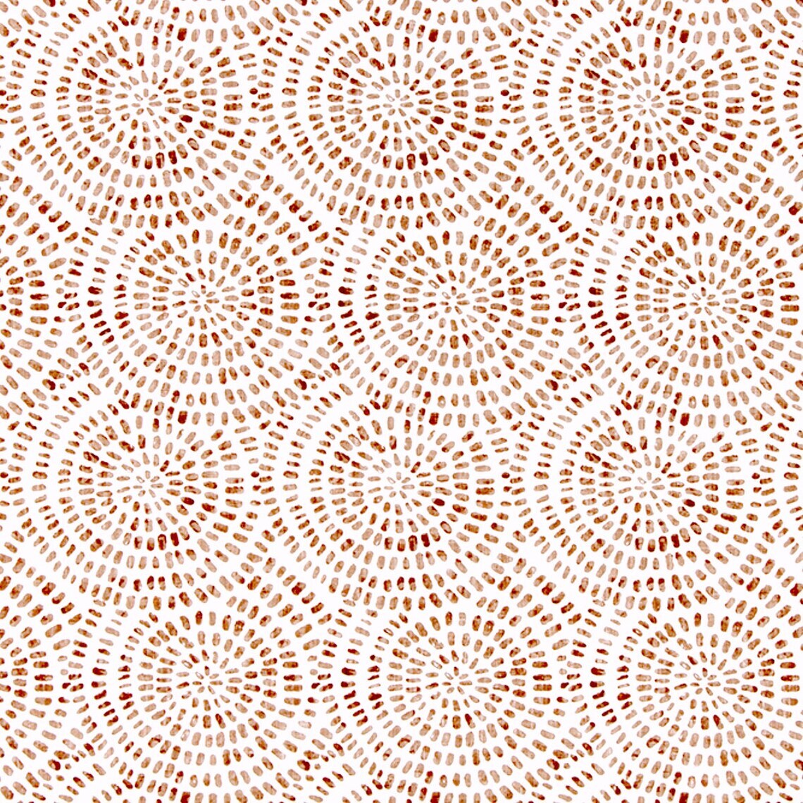 rod pocket curtains in cecil potters wheel terracotta brown watercolor circular dot geometric