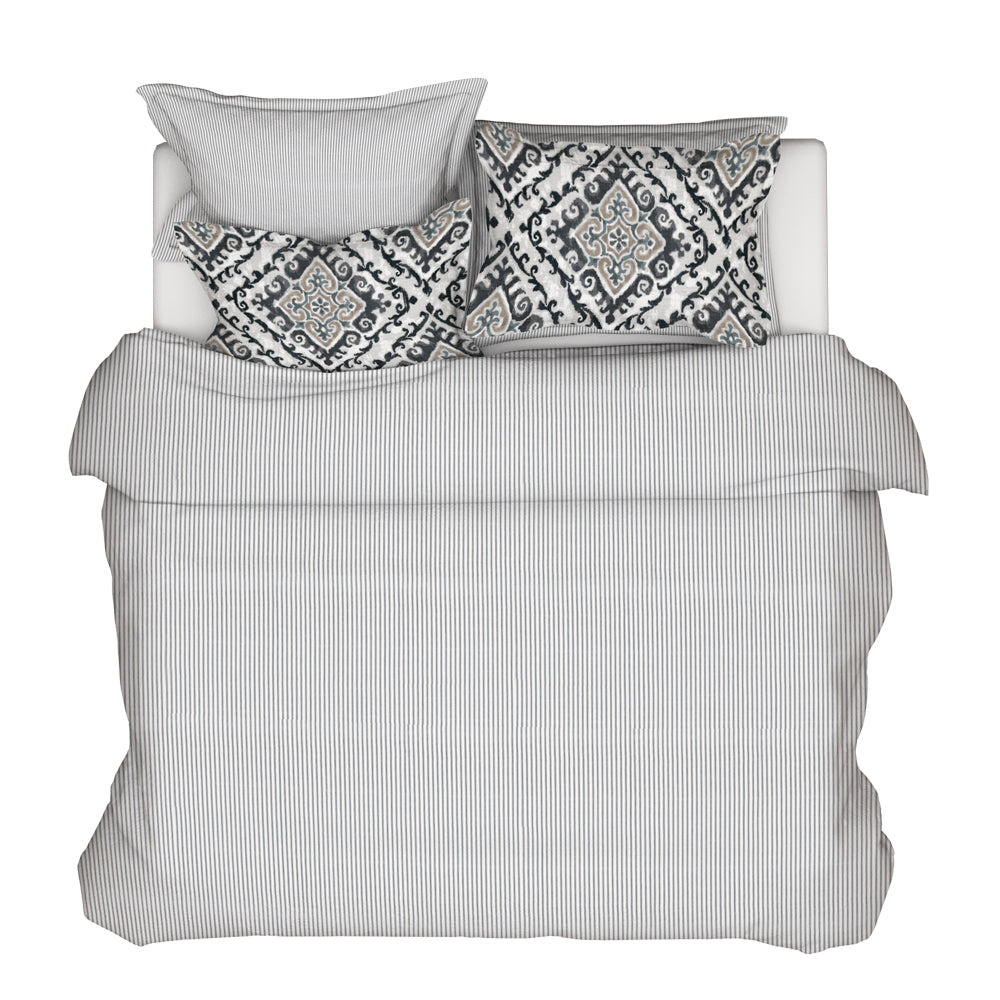 duvet cover in classic black ticking stripe on white