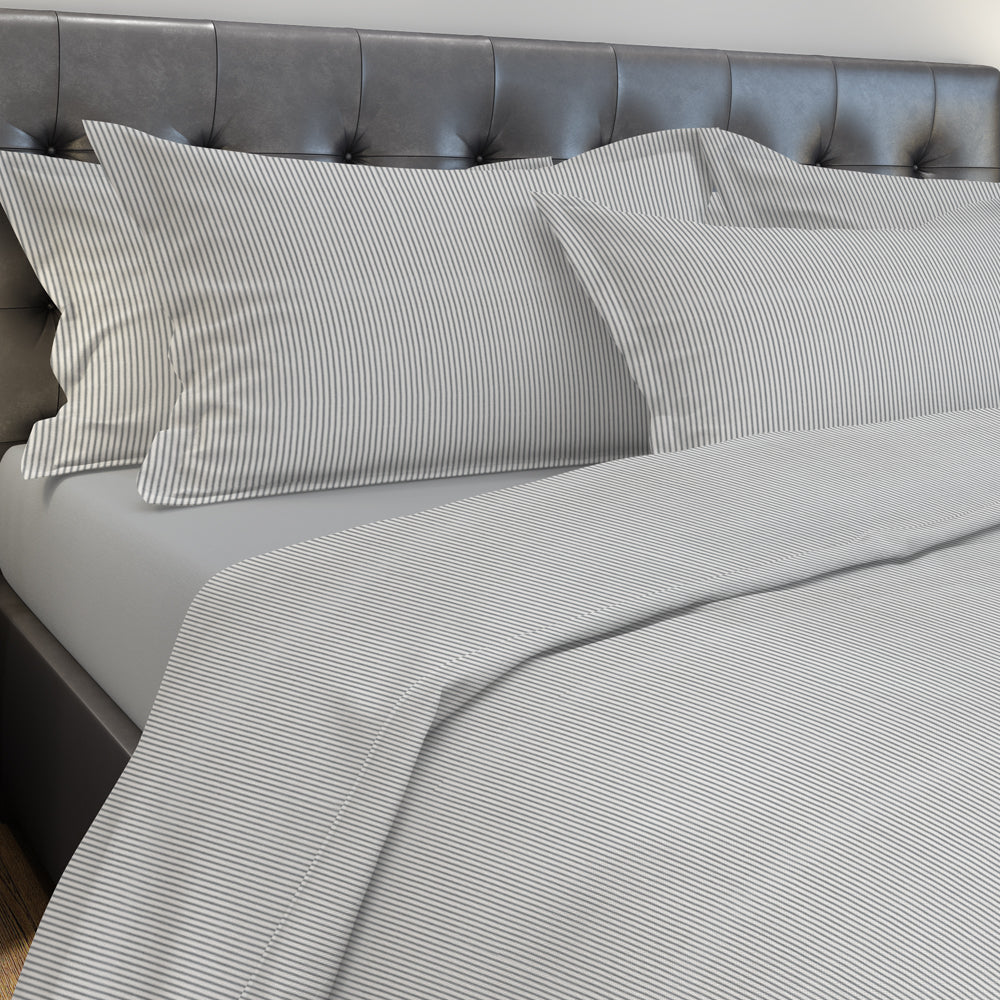 pillow sham in classic black ticking stripe on white