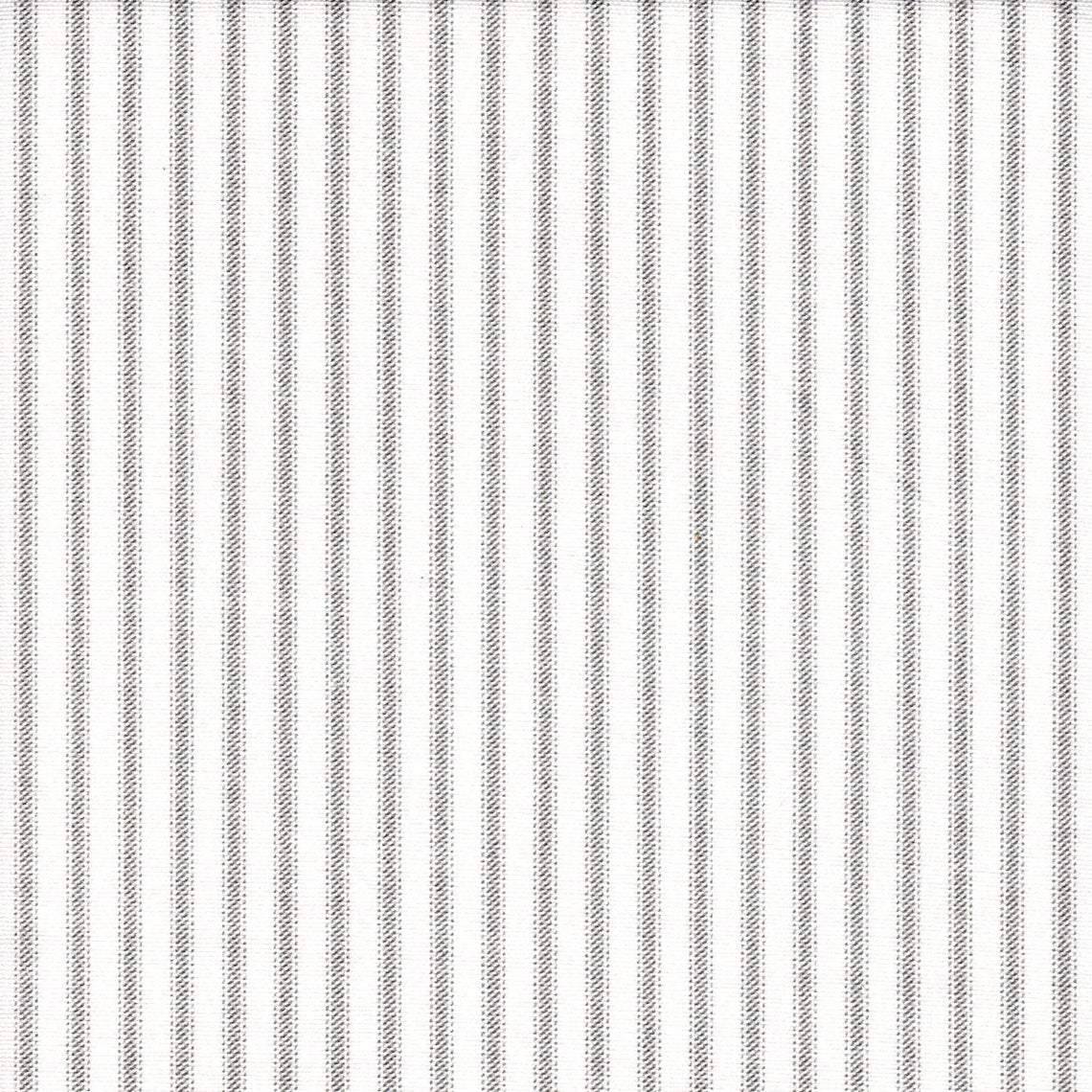 tailored crib skirt in classic storm gray ticking stripe on white