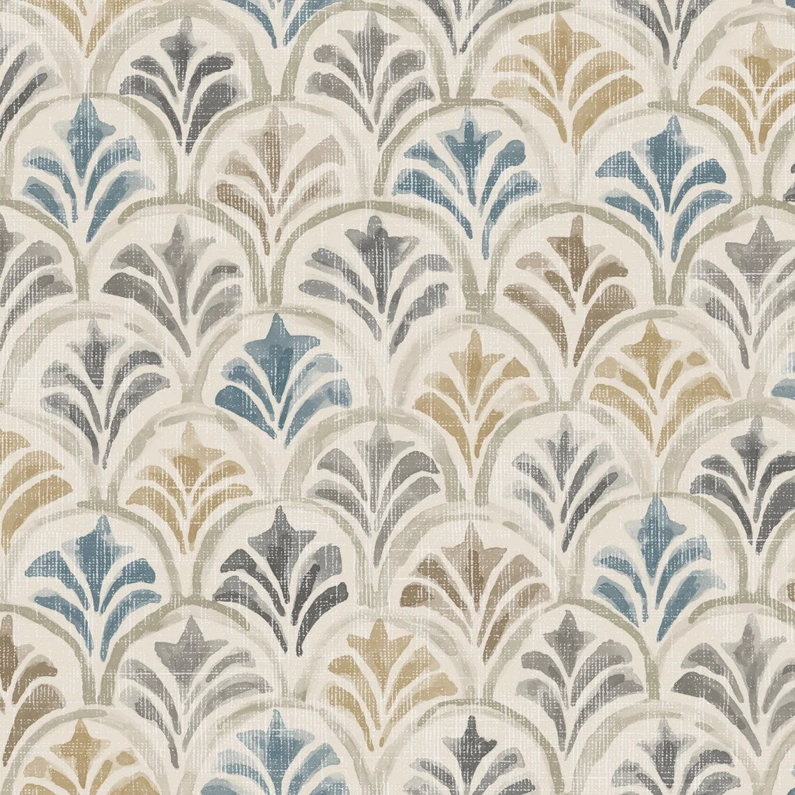Shower Curtain in Countess Harbor Blue Scallop Watercolor