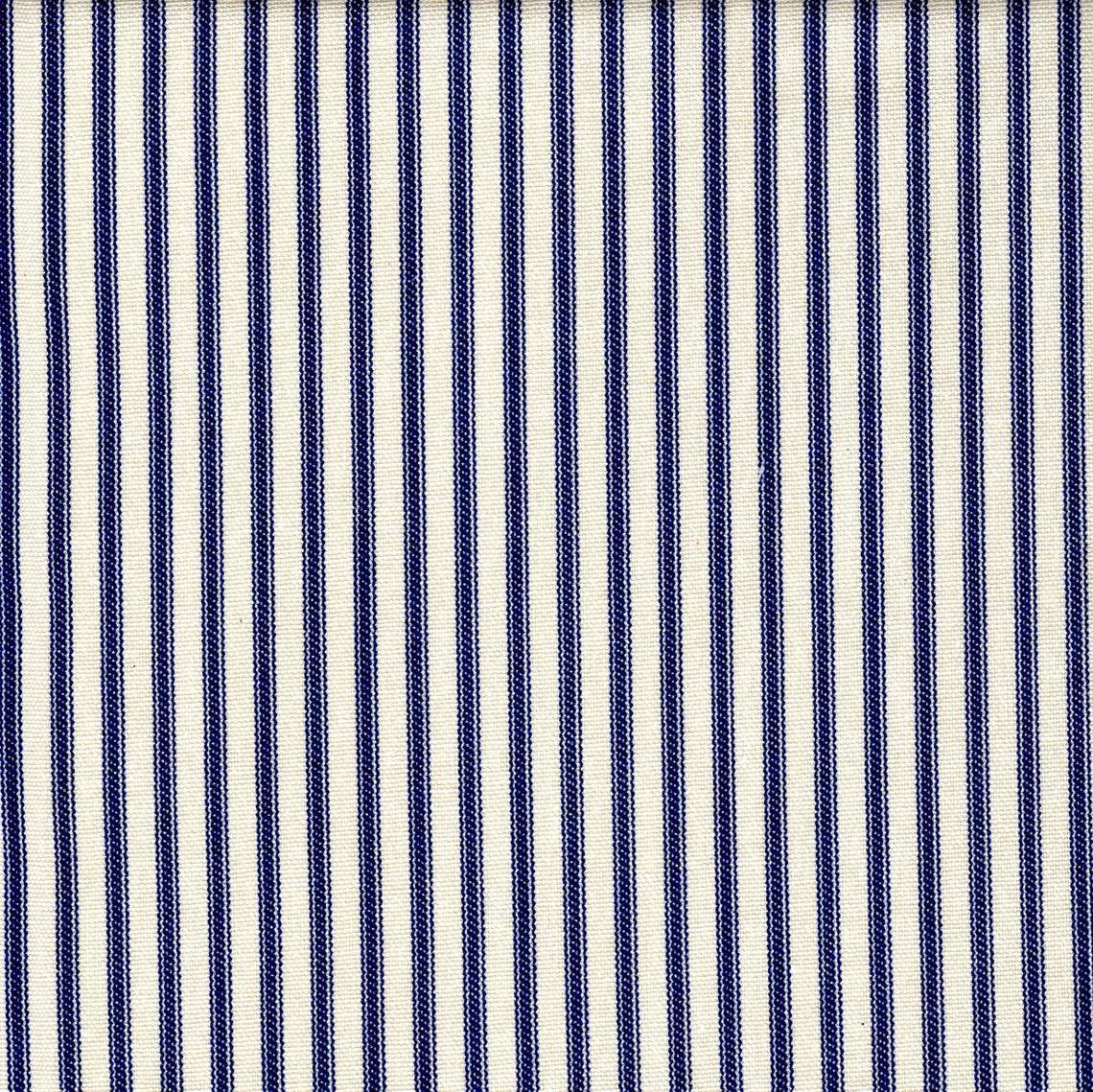 tailored crib skirt in farmhouse dark blue ticking stripe on cream