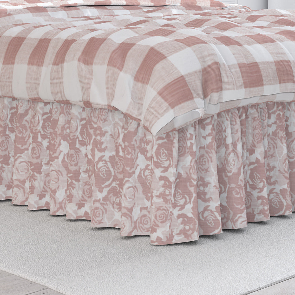 gathered bedskirt in farrah blush floral