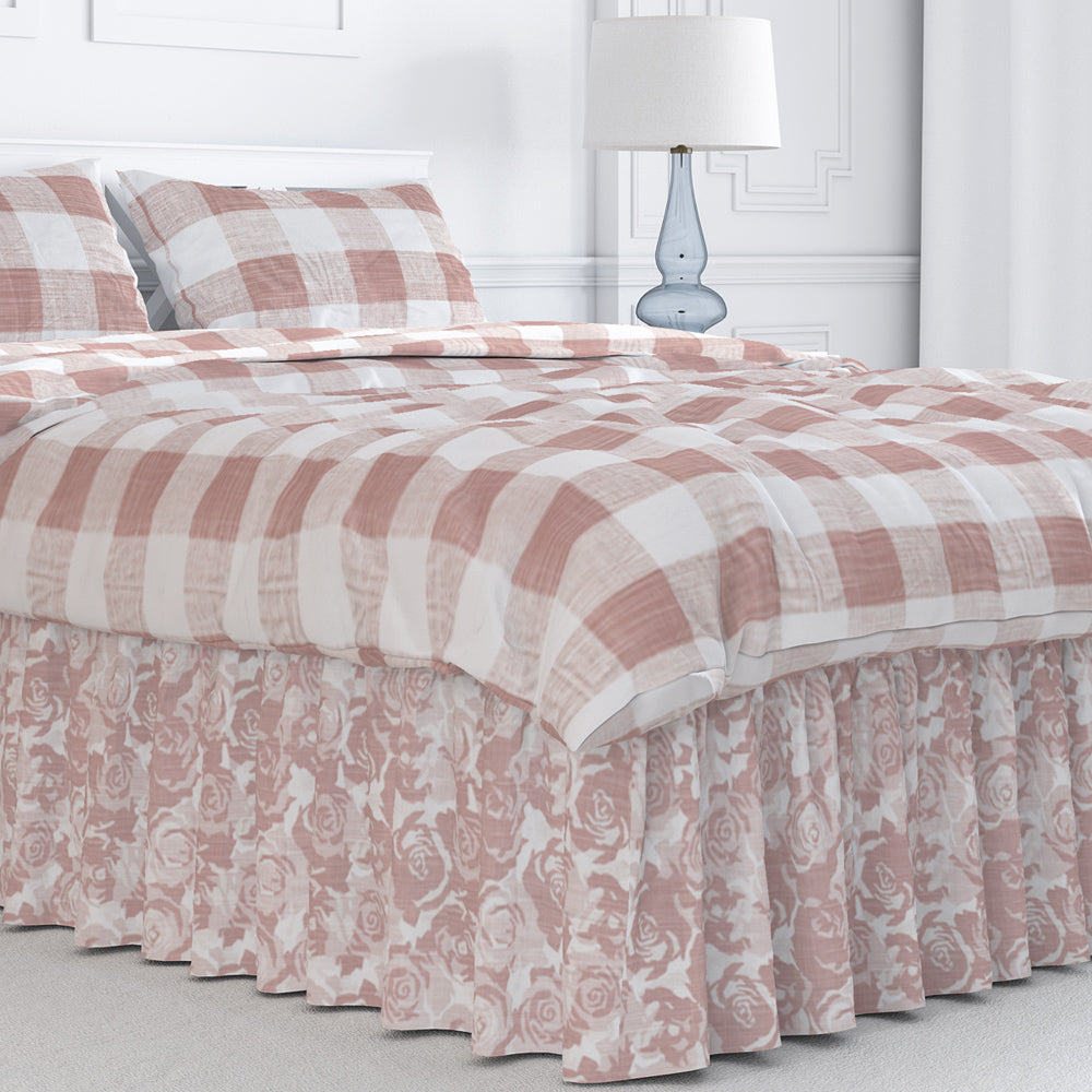 gathered bedskirt in farrah blush floral