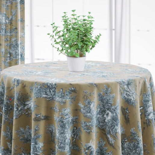 Round Tablecloth in Pastorale #1 Black French Country Toile