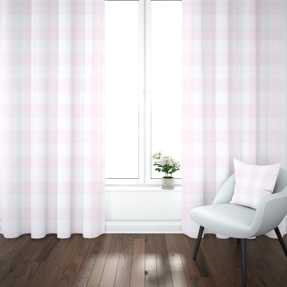 pinch pleated curtain panels pair in anderson bella pale pink buffalo check plaid