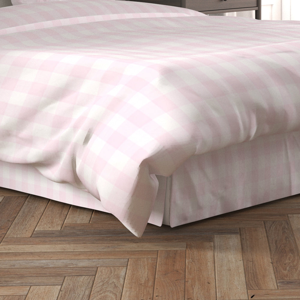 tailored bedskirt in anderson bella pale pink buffalo check plaid