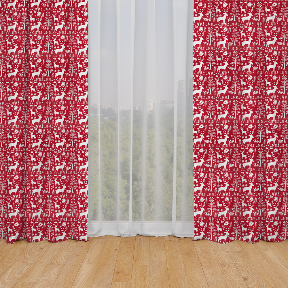 rod pocket curtain panels pair in promise land forest lipstick red