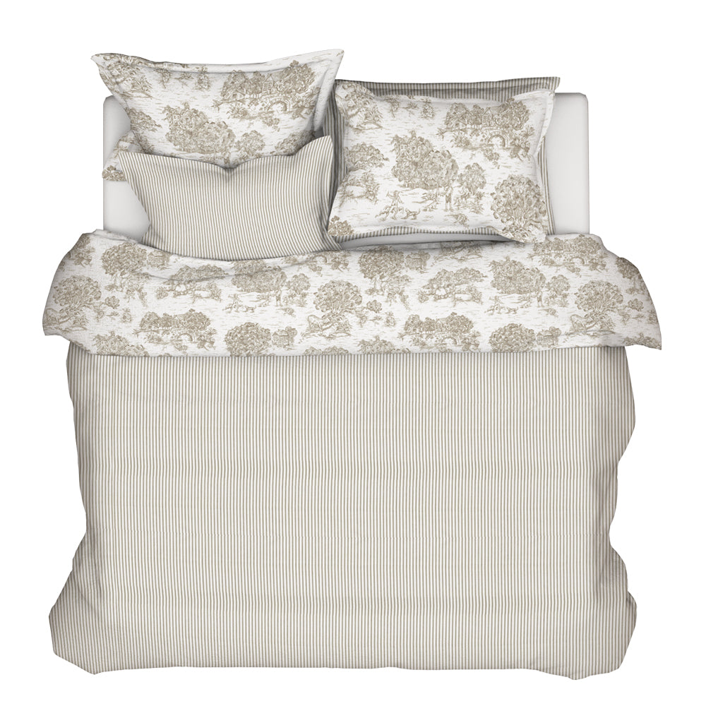 duvet cover in farmhouse rustic brown ticking stripe