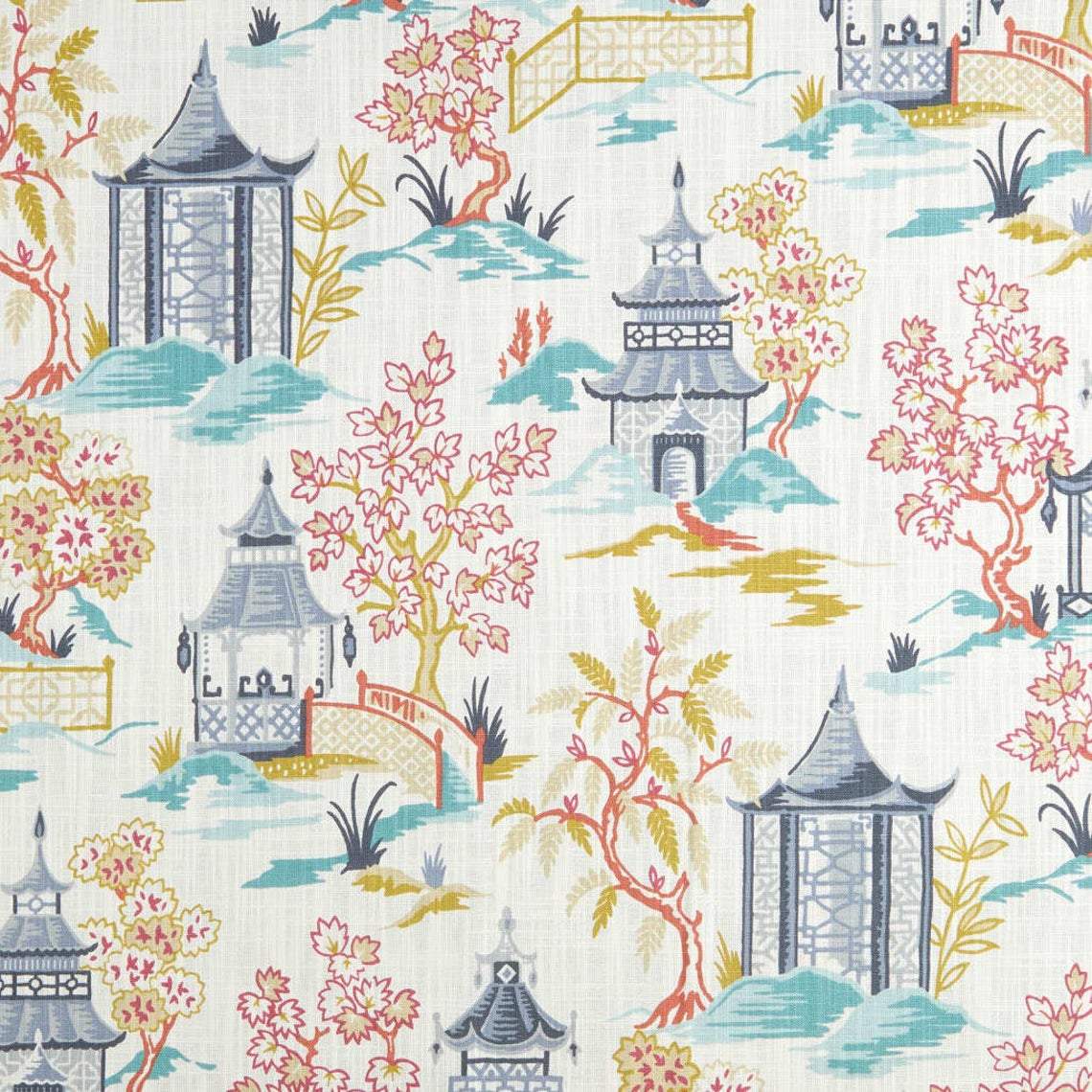 tailored crib skirt in shoji summer oriental toile, multicolor chinoiserie