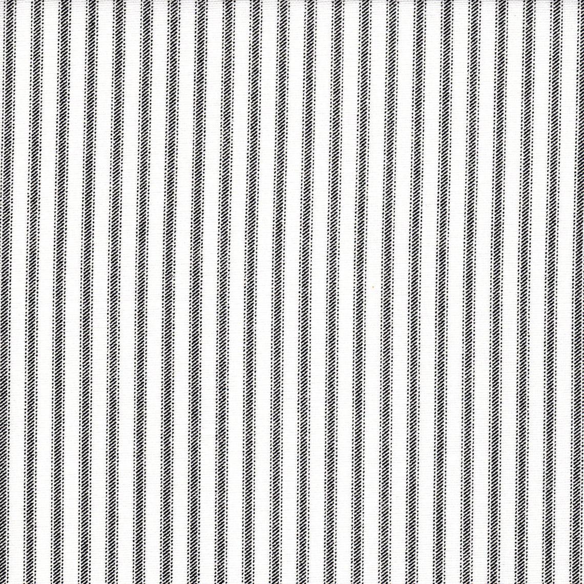 gathered crib skirt in classic black ticking stripe on white