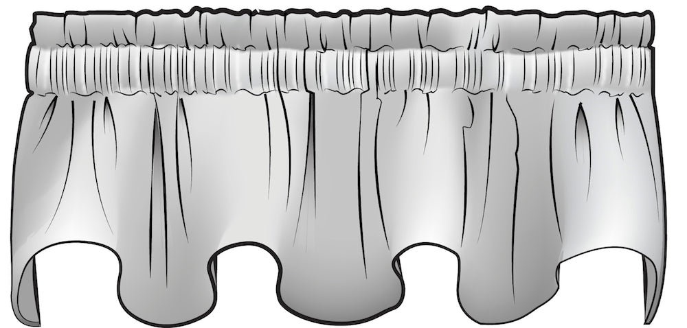 scallop valance in belmont mist pale gray floral damask