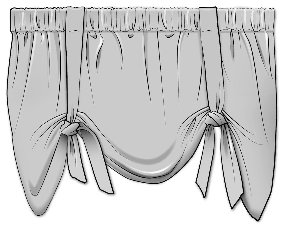 tie-up valance in babur fairway green watercolor wavy stripe