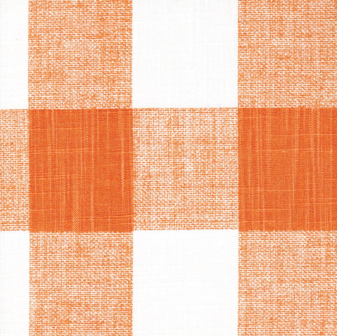 Checked Plaid Fabric in Orange and White, Upholstery / Slipcovers, Medium  Weight, 54 Wide, By the Yard