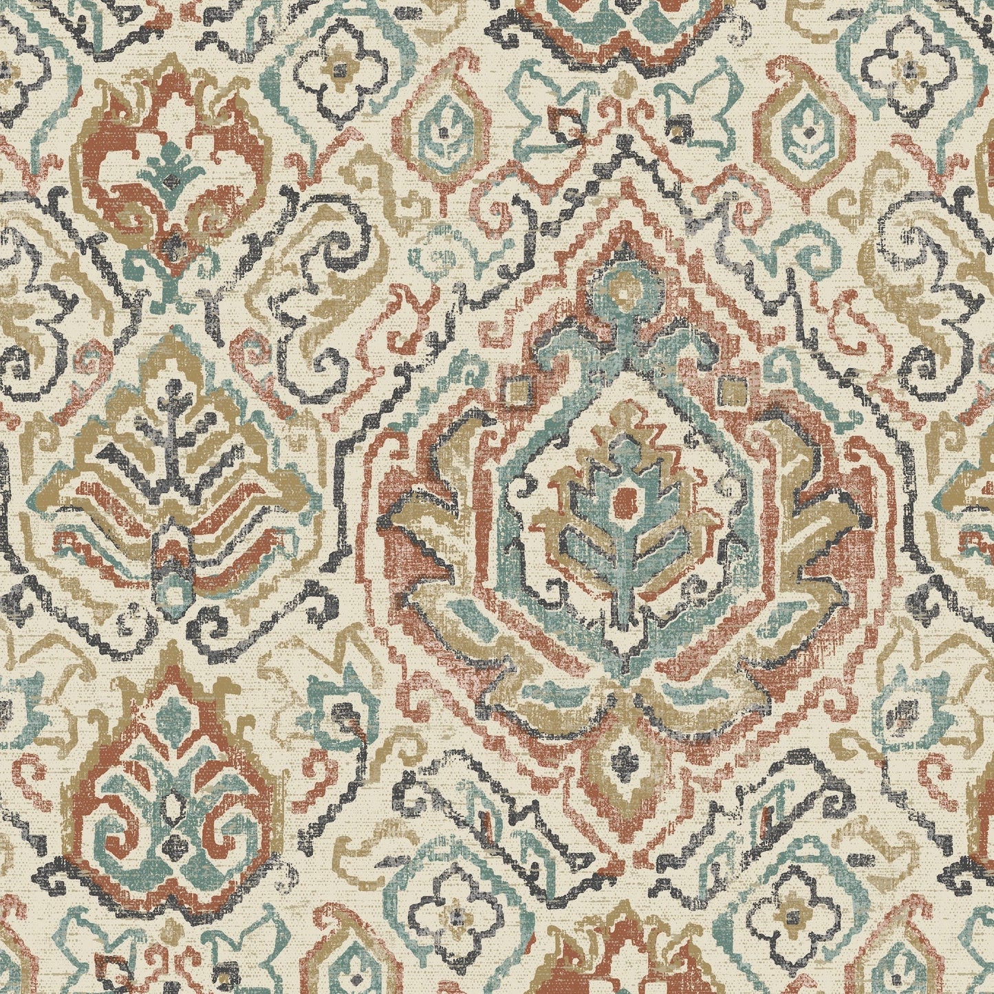 Cathell Weathered Persian Rug Design- Large Scale Fabric