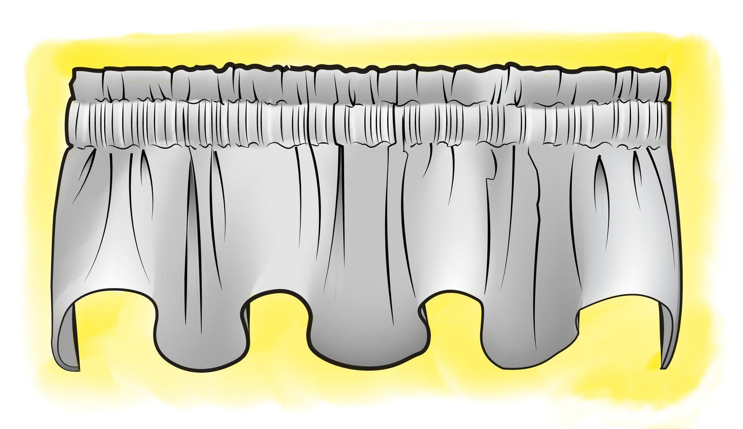 scalloped valance in anderson ecru grey buffalo check plaid