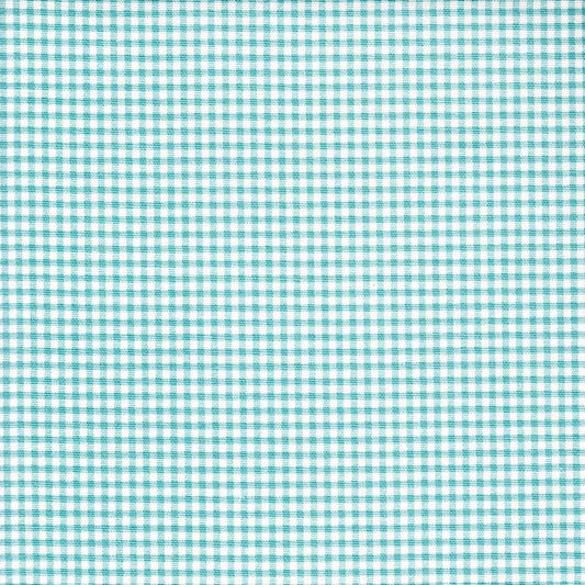 Fabric Cut Yardage in Madrid Aqua Blue Gingham Check on Cream