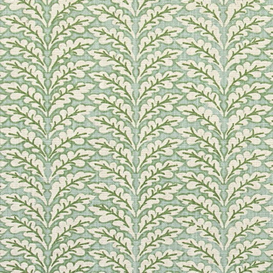 Pillow Sham in Spencer Tendril Green and Pale Blue on Slub Linen Natural