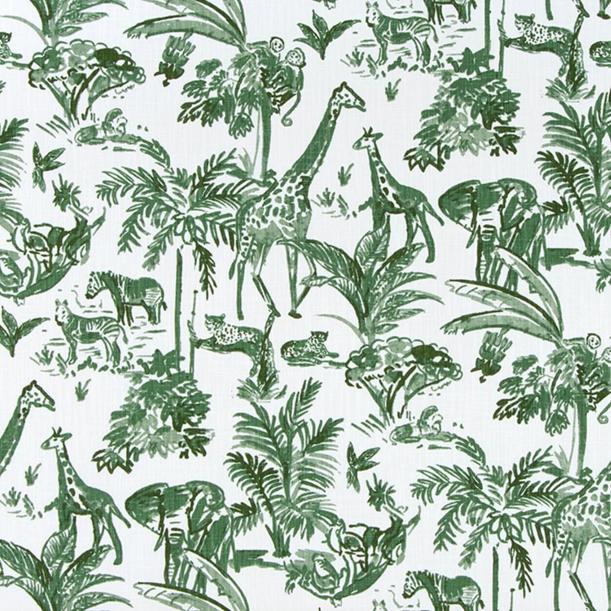 Fabric Cut Yardage in Meru Fairway Green Safari Animal Toile