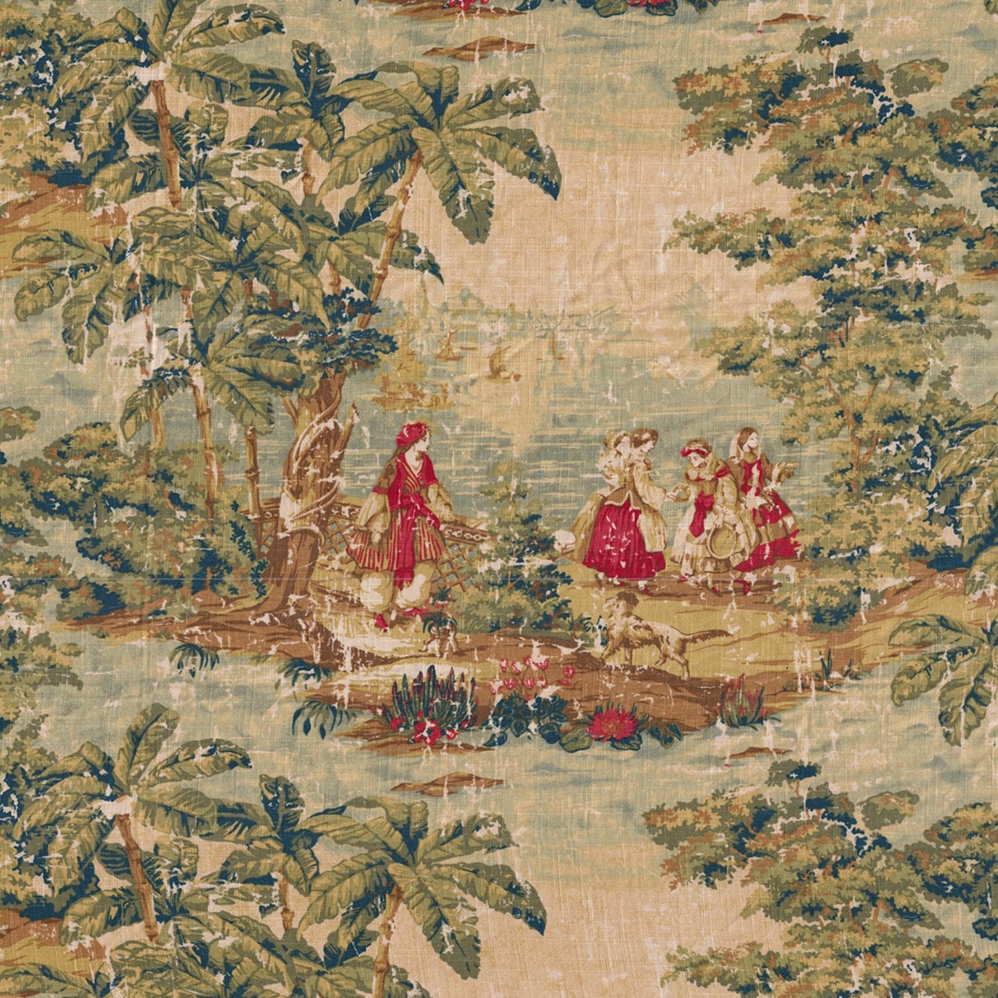 Fabric Cut Yardage in Bosporus Antique Red Renaissance Toile