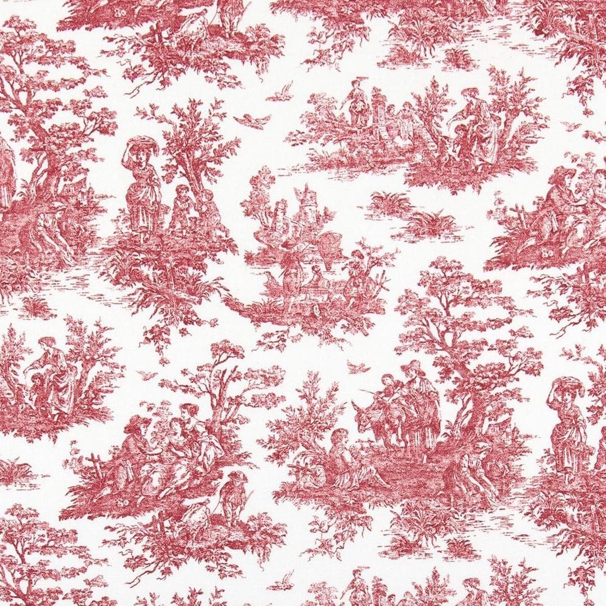 Fabric Cut Yardage in Jamestown Pompeian Red Colonial Country Toile