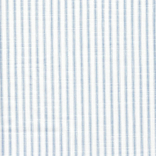 Gathered Bedskirt in Classic Mist Blue Ticking Stripe on White