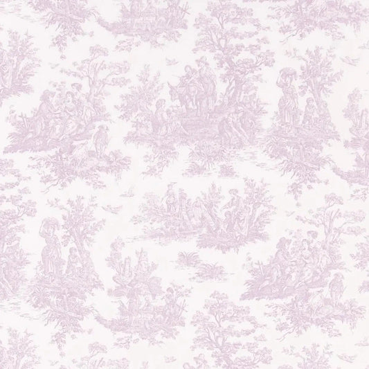 Gathered Bedskirt in Jamestown Orchid Lavender Colonial Country Toile