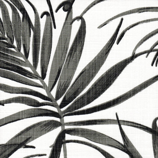 Gathered Bedskirt in Karoo Raven Black Watercolor Tropical Foliage