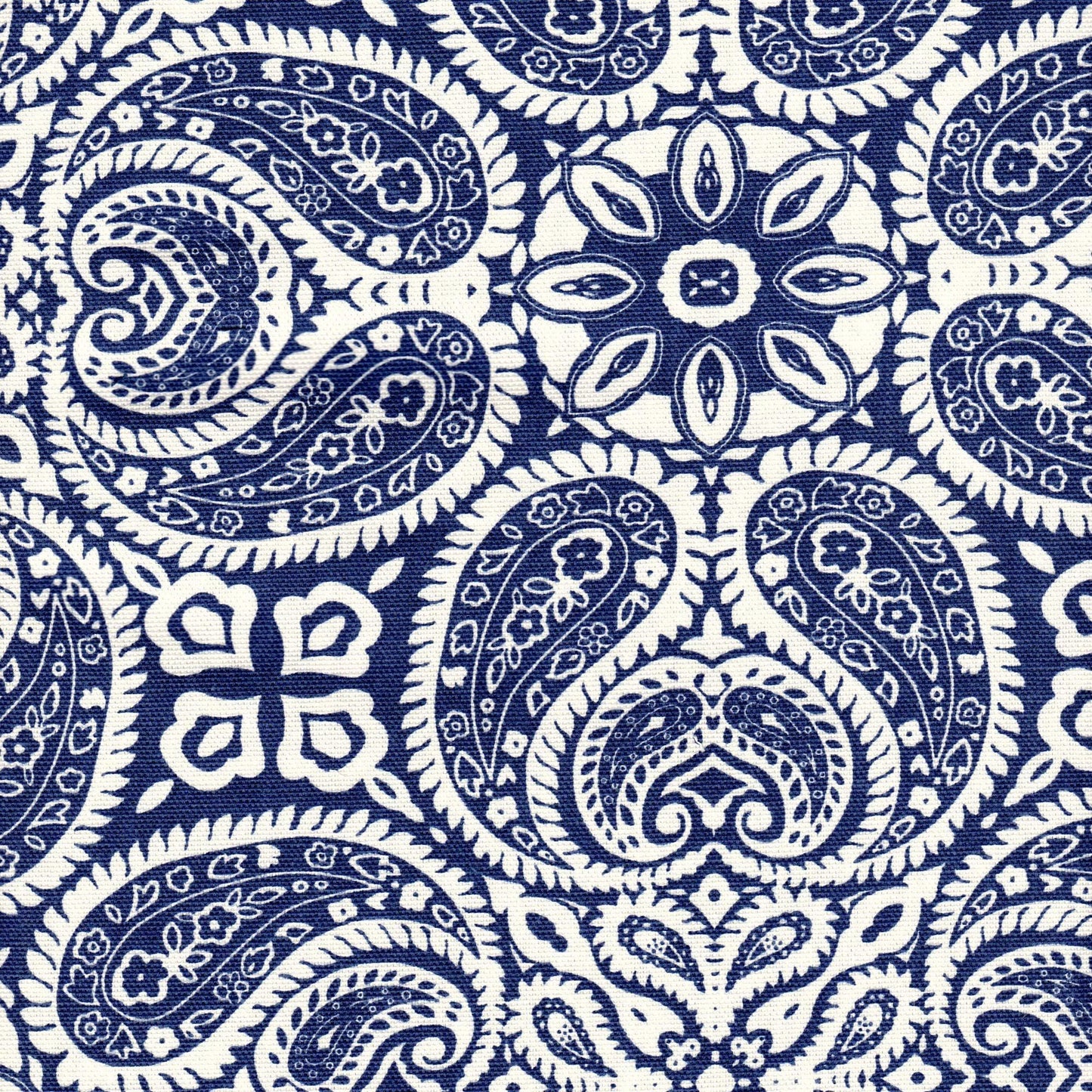Fabric Cut Yardage in Tibi Navy Blue Geometric Paisley Bandana