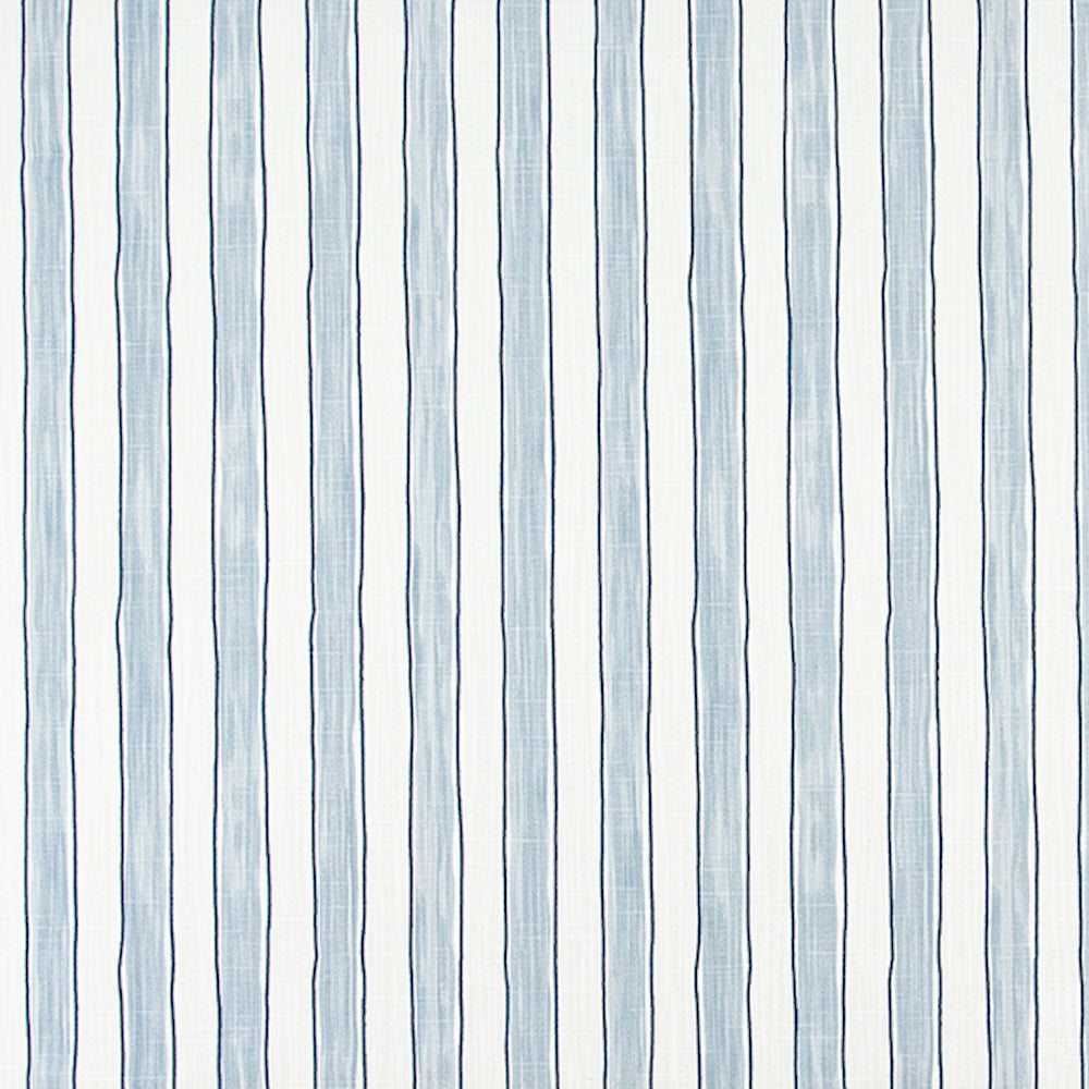 Gathered Bedskirt in Brush Stripes Mist Blue Stripe Slub Canvas