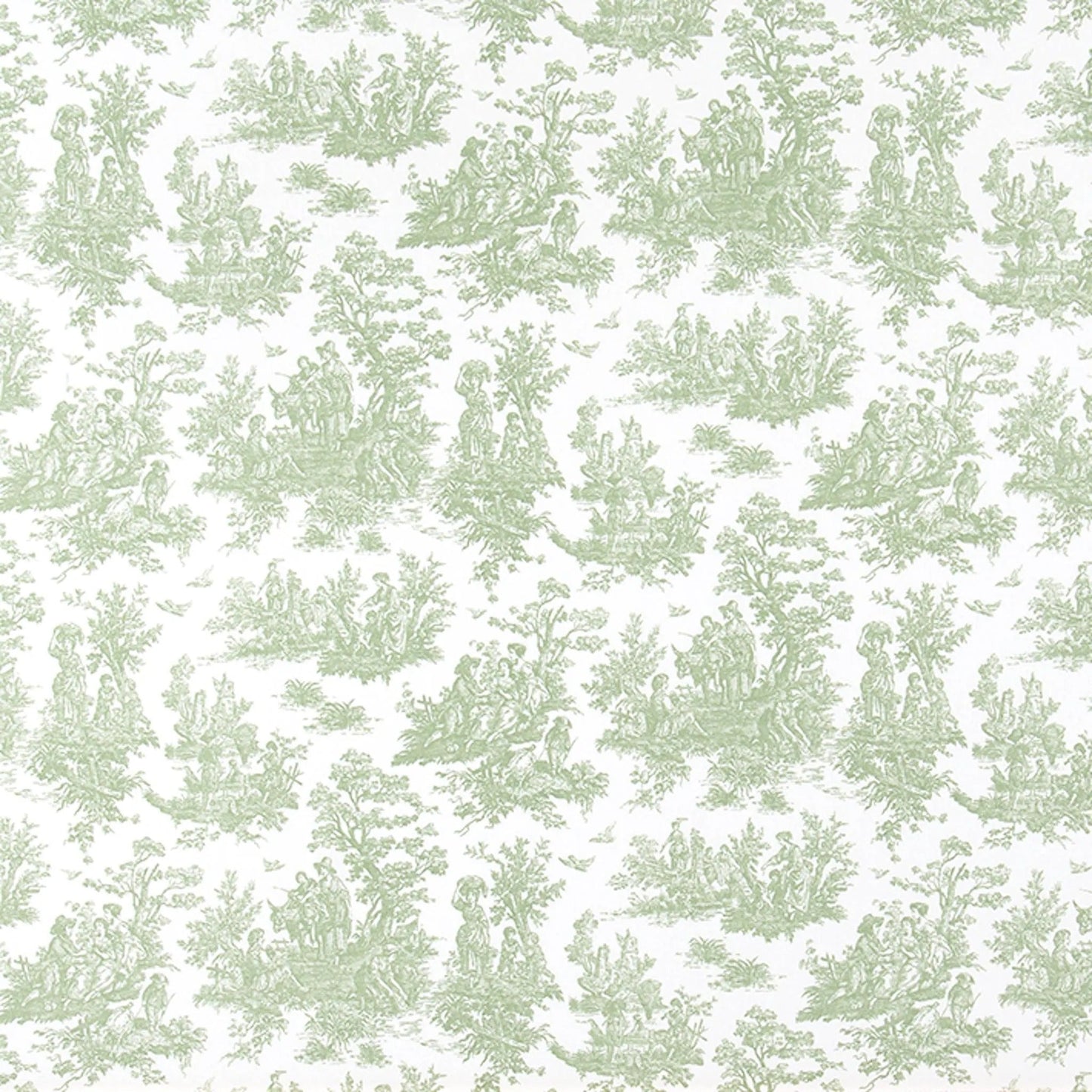 Gathered Bedskirt in Jamestown Sage Green Colonial Country Toile