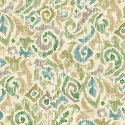Fabric Cut Yardage in Jester Bay Green Paisley Watercolor