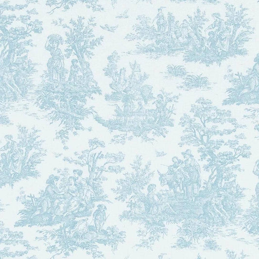 Fabric Cut Yardage in Jamestown Weathered Blue Colonial Country Toile
