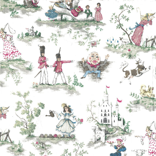 The image is a collage of various whimsical and fantastical scenes, including characters, animals, and architectural elements, all set against a white background.