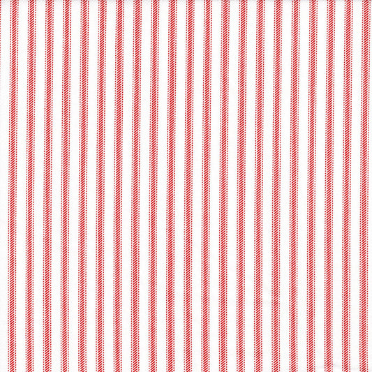 Fabric Cut Yardage in Classic Lipstick Red Ticking Stripe on White