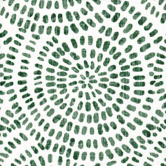 Fabric Cut Yardage in Cecil Fairway Green Watercolor Circular Dot Geometric