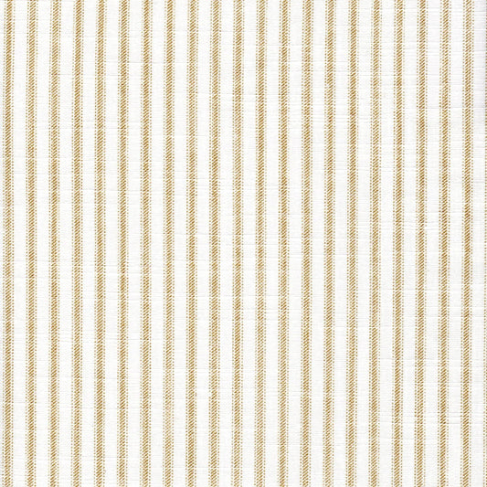 Gathered Bedskirt in Classic Shoreline Tan Ticking Stripe on White