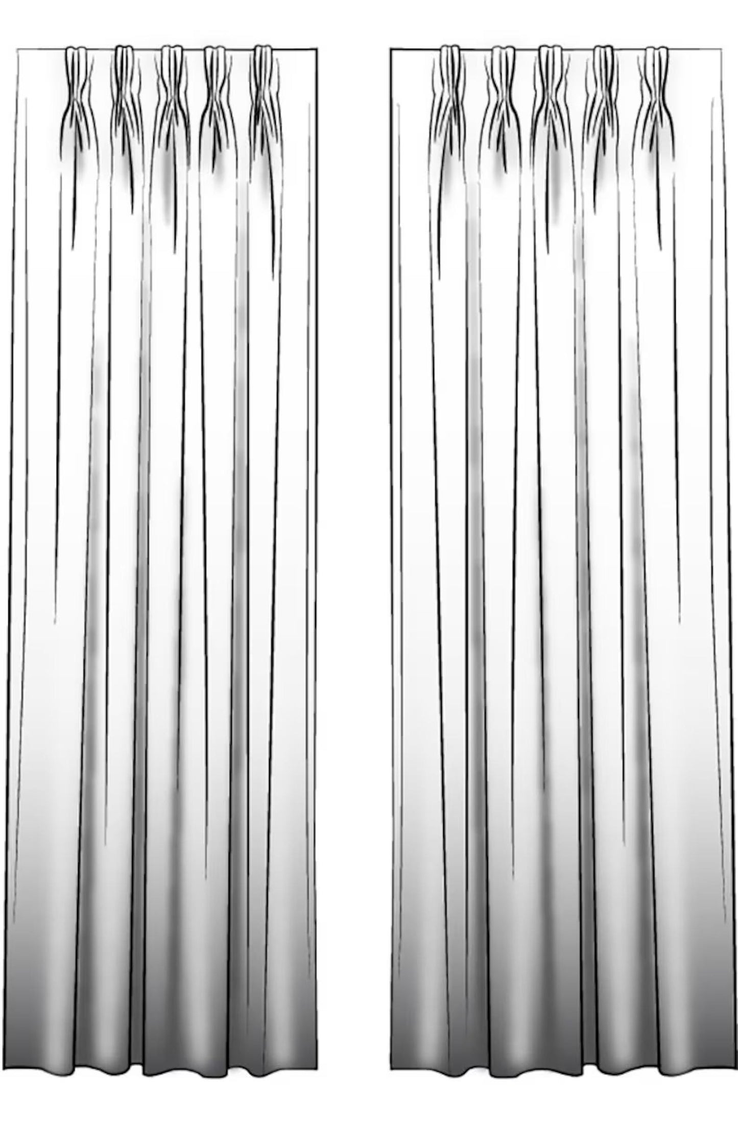 Pinch Pleated Curtain Panels Pair in Spencer Tendril Green and Pale Blue on Slub Linen Natural