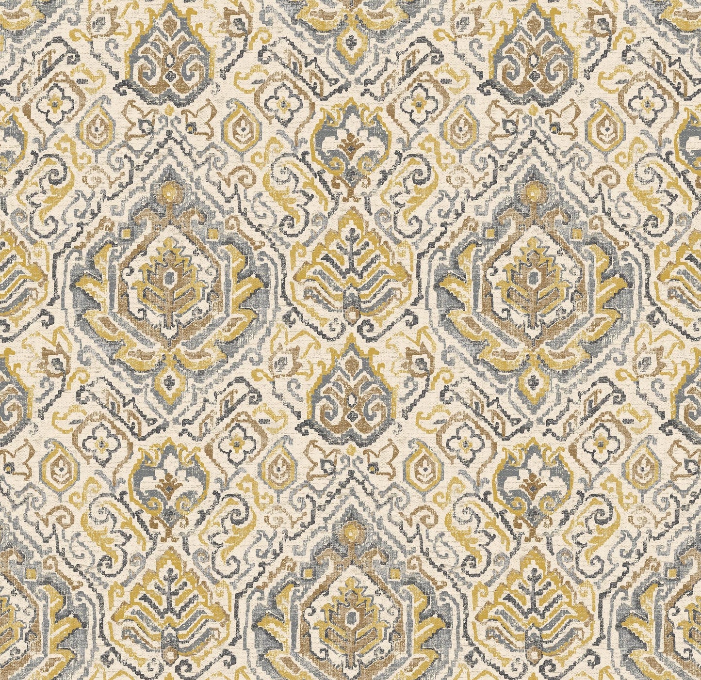 Fabric Cut Yardage in Cathell Saffron Yellow Medallion - Large Scale
