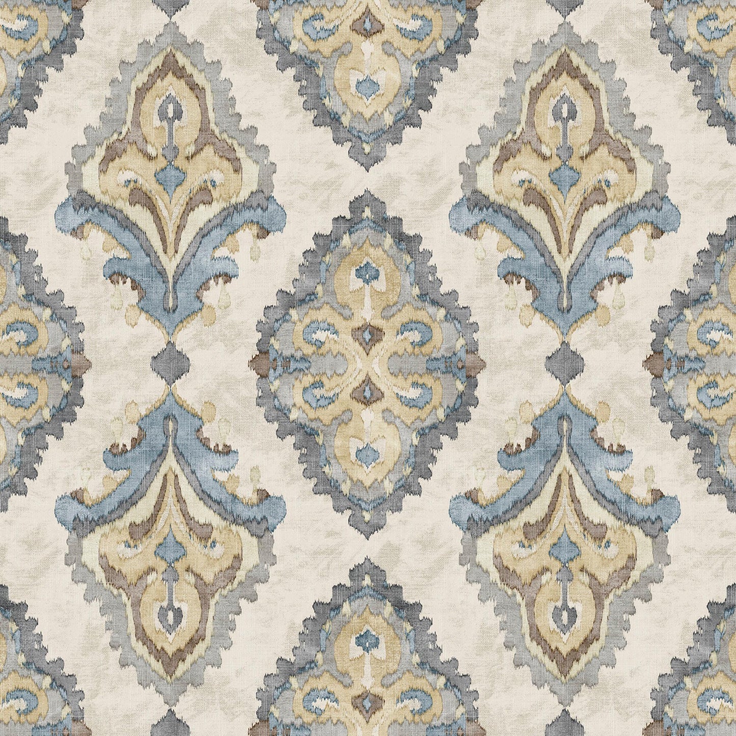 Fabric Cut Yardage in Queen Harbor Blue Medallion Watercolor- Large Scale