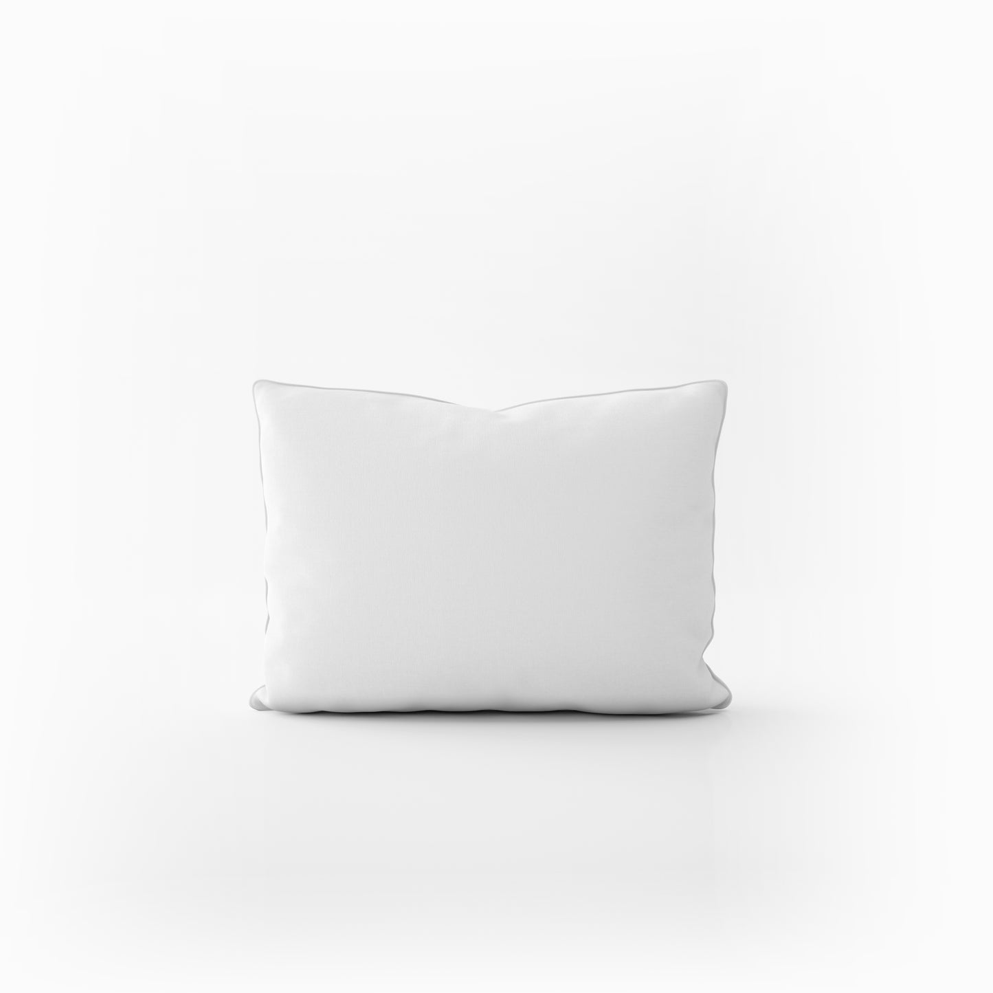 A plain white pillow is shown against a white background.