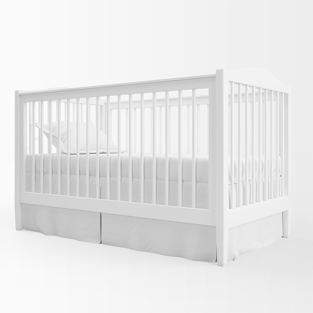 Tailored Crib Skirt in Classic Mist Blue Ticking Stripe on White