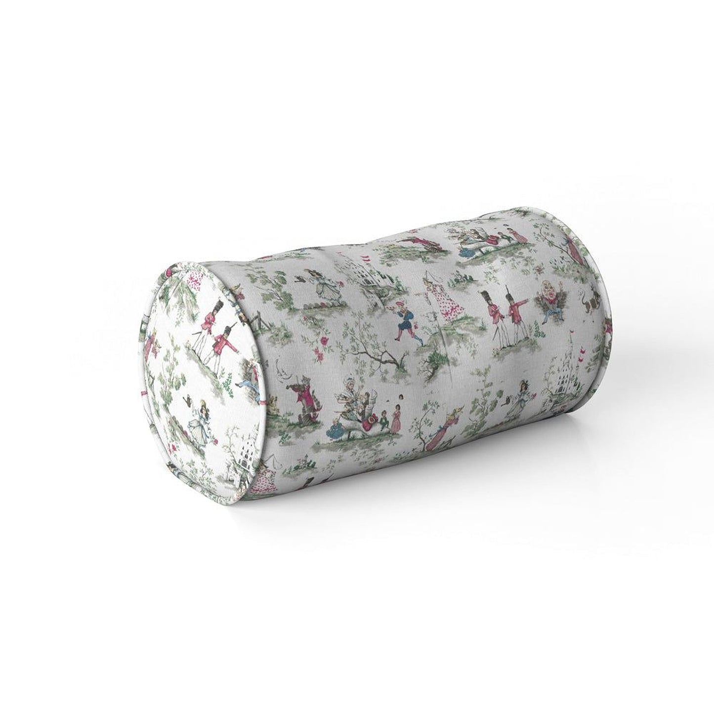 a round pillow with a floral print design.