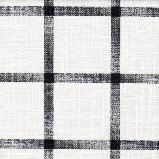 Back Tab Curtain Panels Pair in Aaron Ink Black Windowpane Plaid